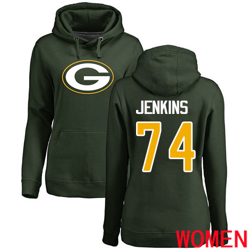 Green Bay Packers Green Women #74 Jenkins Elgton Name And Number Logo Nike NFL Pullover Hoodie Sweatshirts->green bay packers->NFL Jersey